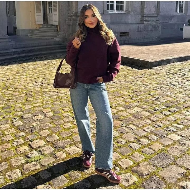 Pull à col roulé pour femmes en tricot doux Chic & Stil