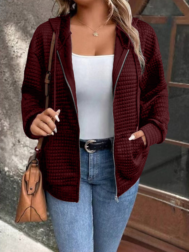Quilted jacket for women with hood and zipper Lune London