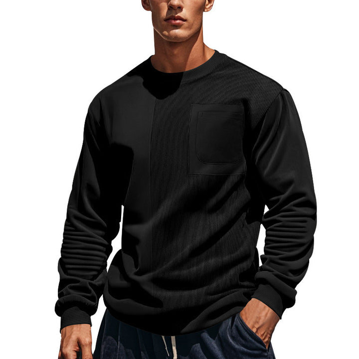 Fashionable men's sweatshirt with textured panels and chest pocket Lune London