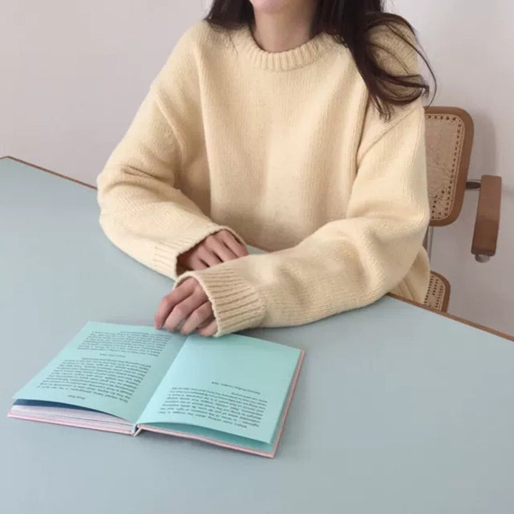 Pull en tricot confortable pour femmes en coton de haute qualité avec col rond