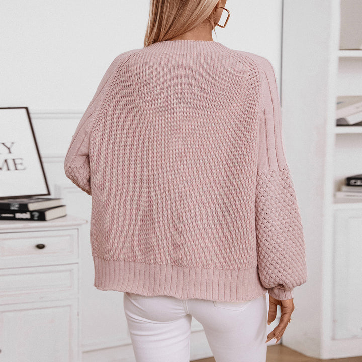 Women knitted cardigan with structured sleeves and wood details Lune London