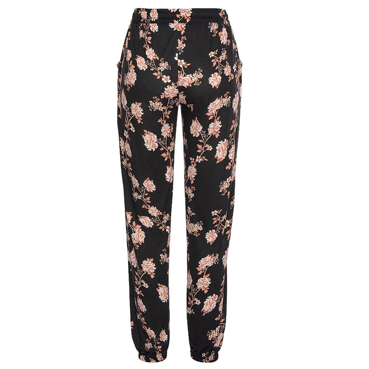 Women Relaxed Floral Pants with Elastic Waistband and Practical Side Pockets Lune London