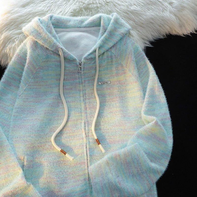 Ladies zip hoodie with slightly structured boucle pattern and practical pockets Lune London