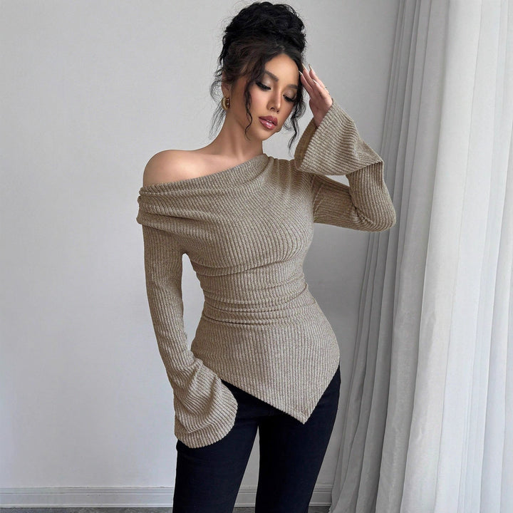Long sleeve women's shirt with ribbed structure and wide sleeves Lune London