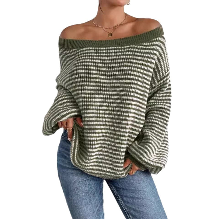 Pull-over tricot surdimensionné pour femmes avec col en V et motif décoratif Lune London
