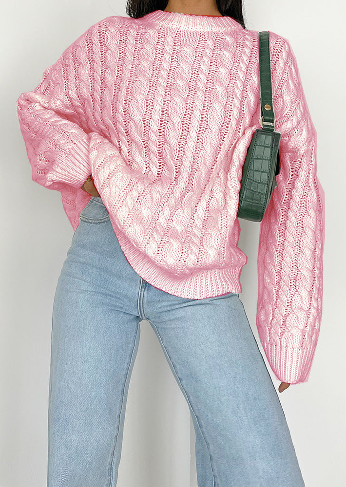 Chunky knit sweater for women with a refined twisted pattern in soft material Lune London