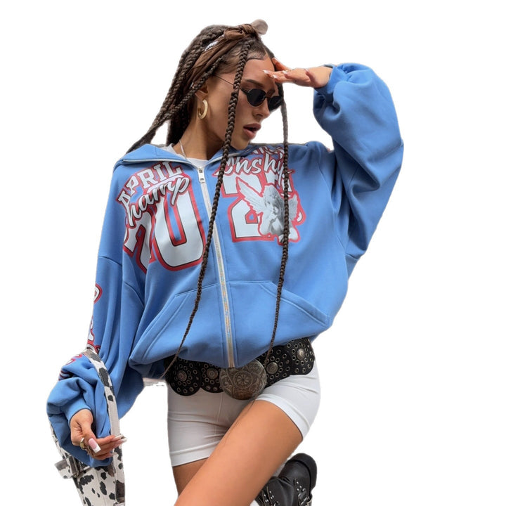 Casual hoodie for women with oversized print and drop shoulders Lune London