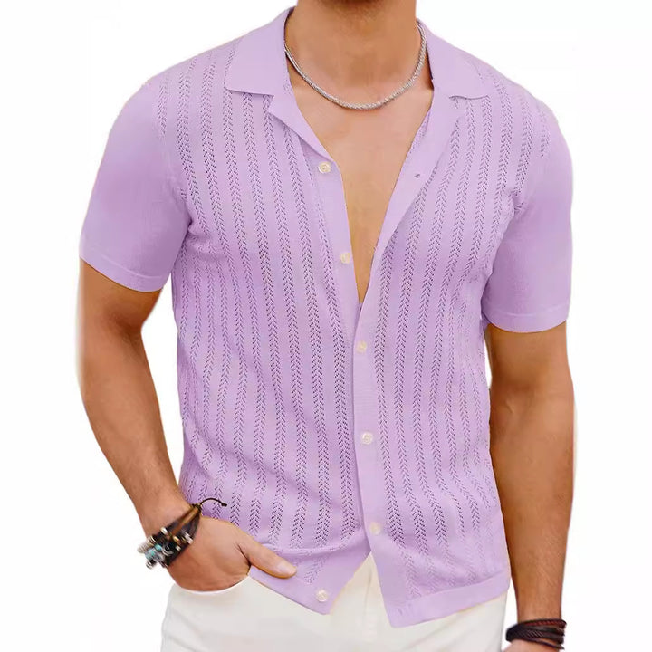 Short Sleeve Knit Shirt for Men with Textured Design Lune London