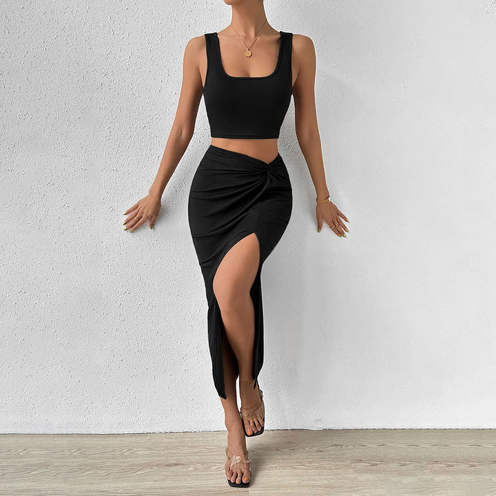 Robe portefeuille pour femmes avec fente asymétrique et détail de nœud chic Chic & Stil