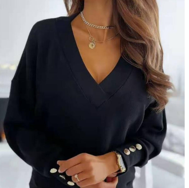 Women's casual V-neck sweater with oversized fit Lune London