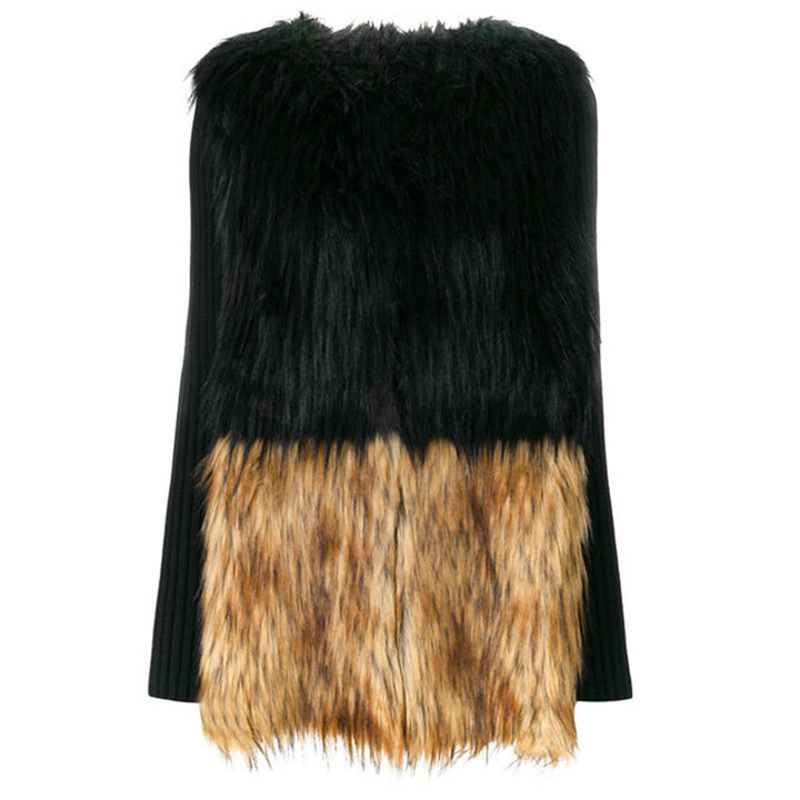Ladies Luxurious Faux Fur Jacket with Natural Color Gradient Lune London