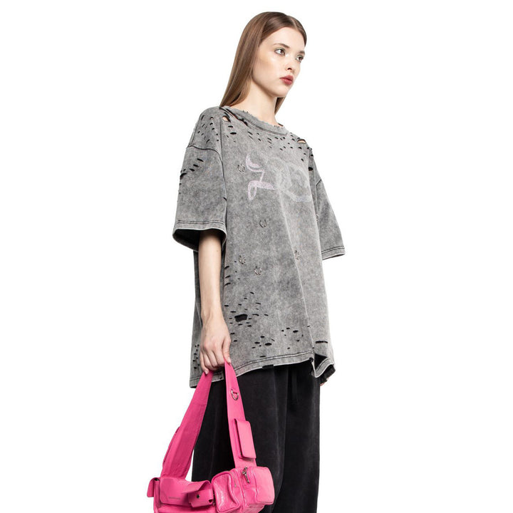 Oversized t-shirt for women with trendy destroyed elements Lune London