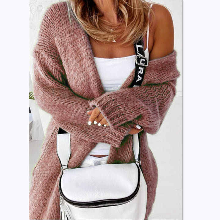 Ladies chunky knit cardigan with open front and relaxed fit Lune London