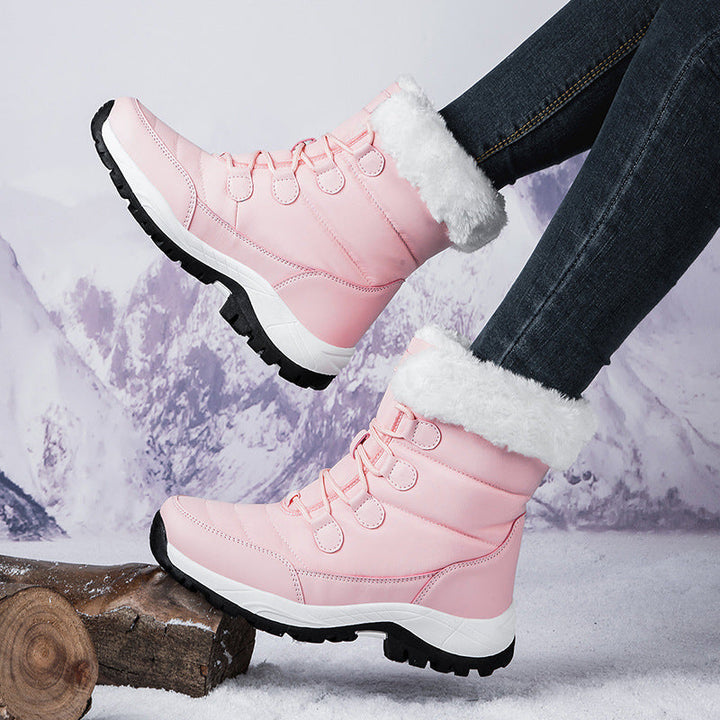 Lune London | Boots - Knee-high - Quilted - Lined with faux fur - Lacing