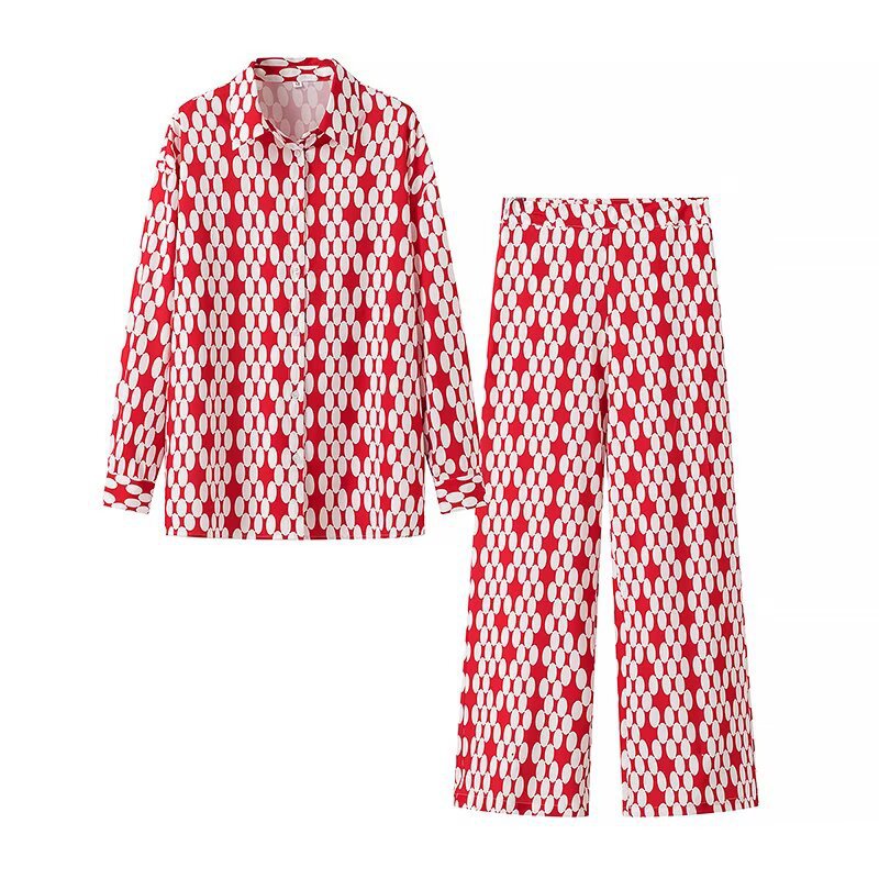 Wide Palazzo Pants for Women with Modern Geometric Pattern Lune London