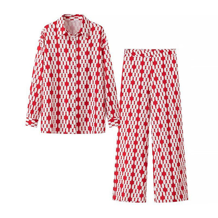Wide Palazzo Pants for Women with Modern Geometric Pattern Lune London