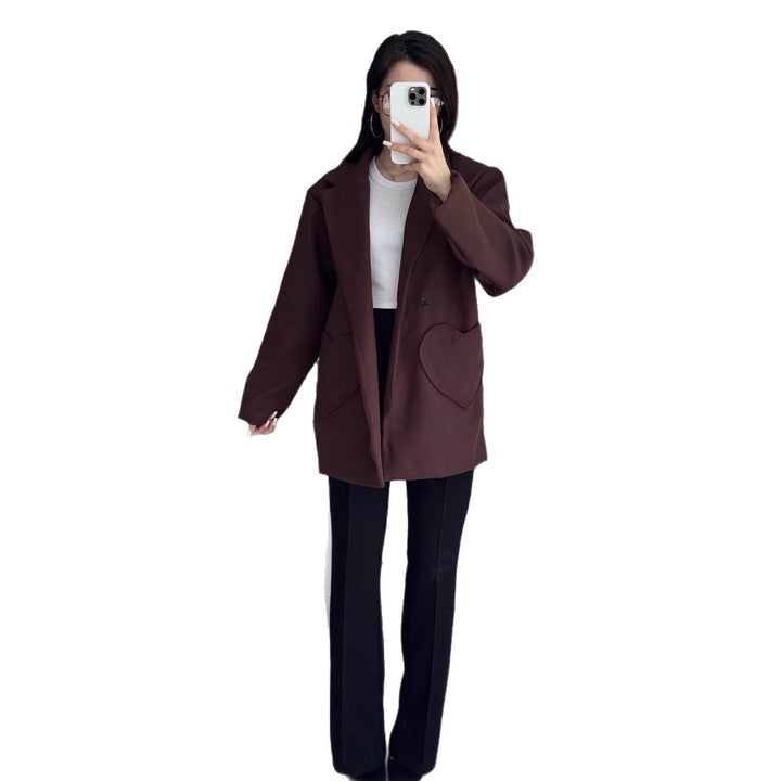 Fashion oversized coat for women with large pockets and chic lapels