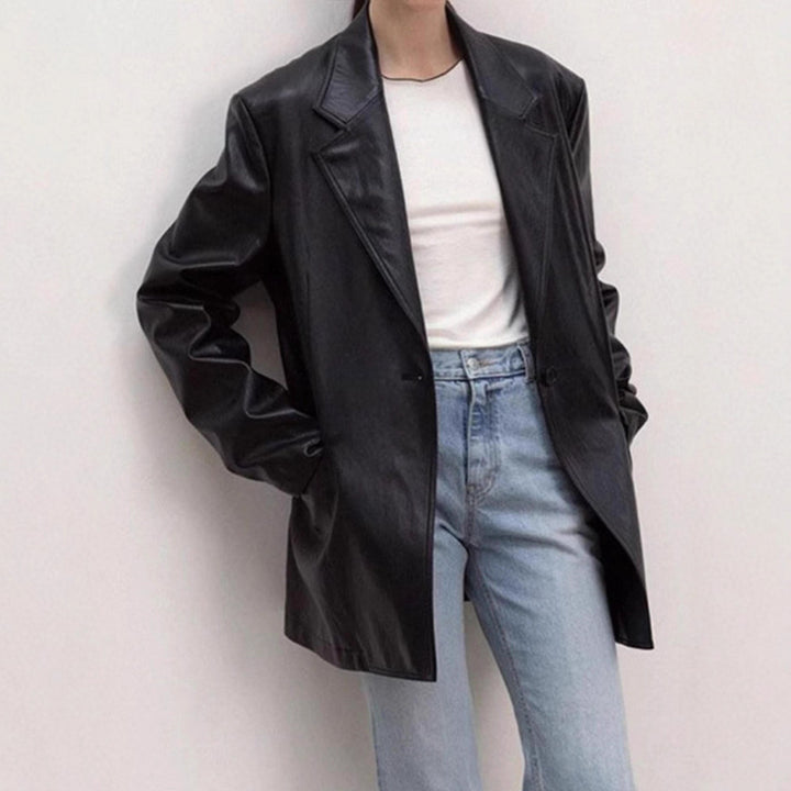 Women Elegant and versatile leather jacket with oversized style Lune London