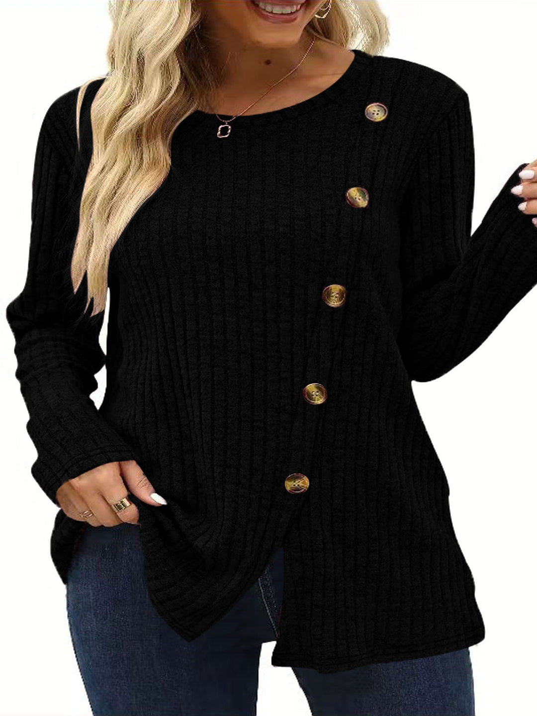 Knitted sweater for women with button details Lune London