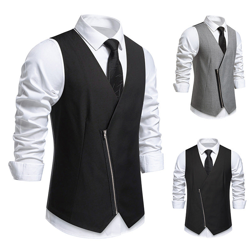 Men's vest with asymmetrical zip closure design and modern cut Lune London