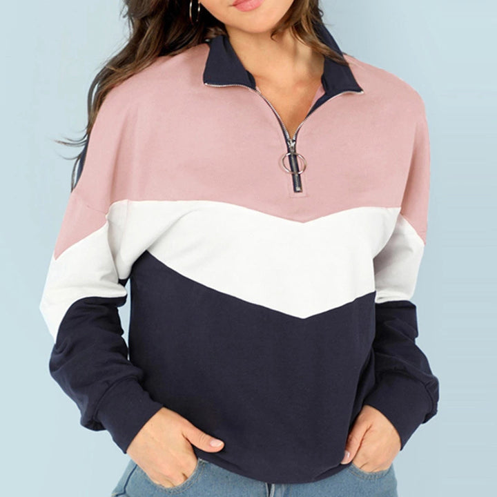 Women's sporty sweatshirt with high collar and contrasting design Chic and Style