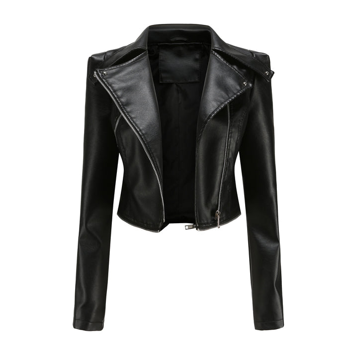 Stylish women's biker jacket with asymmetrical zipper and integrated pockets Lune London