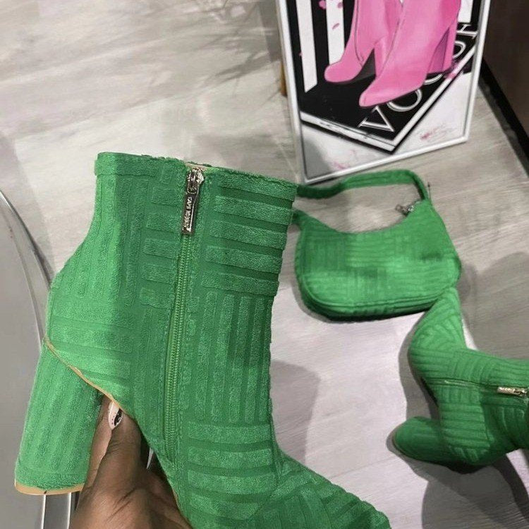 Women's Elegant Ankle Boots with Textured Upper Material and Practical Zipper Lune London