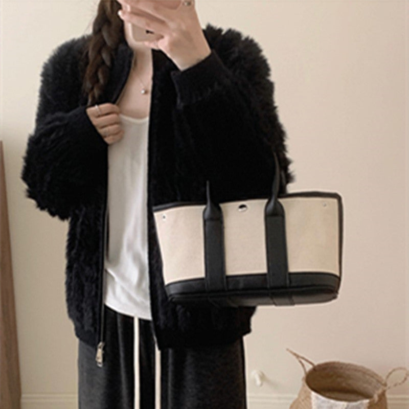 Veste bomber femme en peluche avec fermeture éclair et manches tombantes Chic & Stil