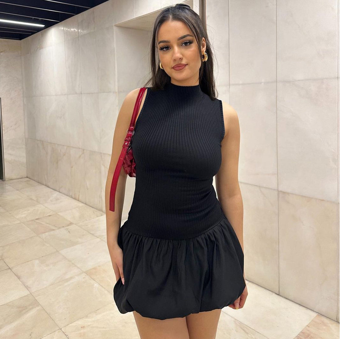Ladies playful mini dress with refined waist belt and stylish cut Lune London