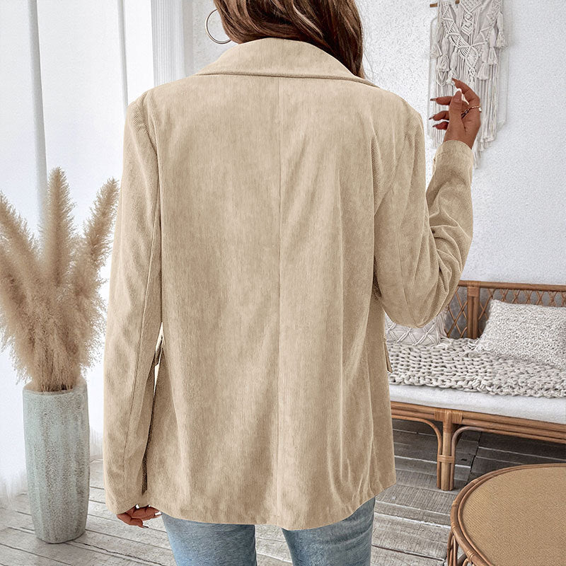 Elegant corduroy blazer for women in classic cut with double-breasted Lune London