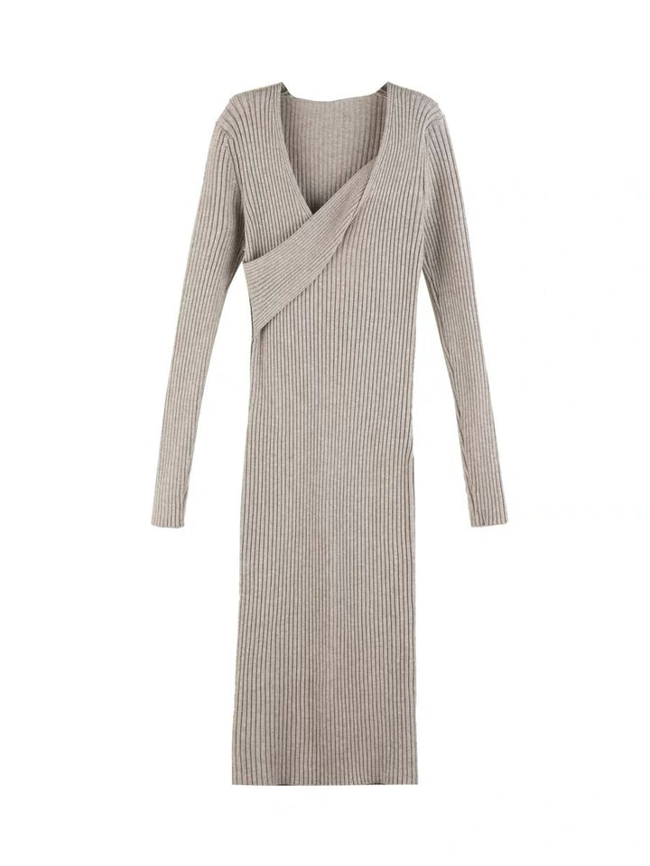 Women's knit dress with an elegant wrap collar Lune London