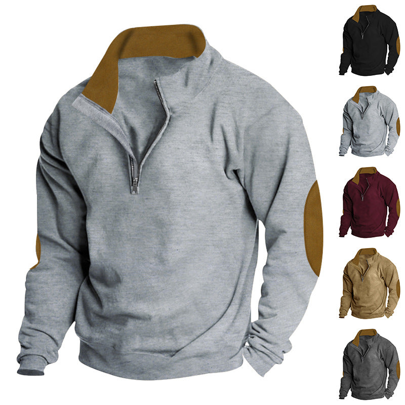 Men's fleece sweatshirt with high collar and stylish contrasting sleeves Lune London