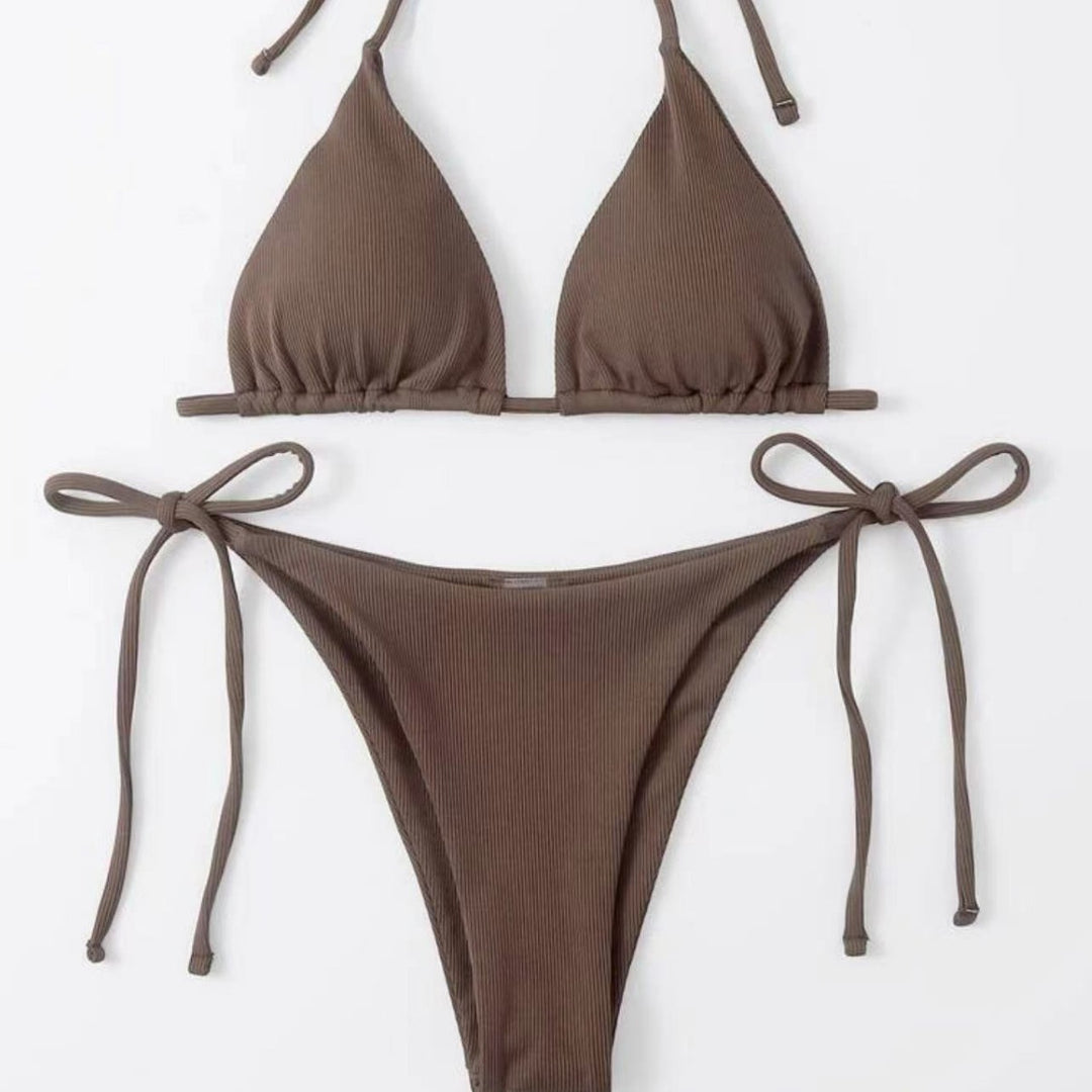 Striped bikini set for women with tie front Lune London
