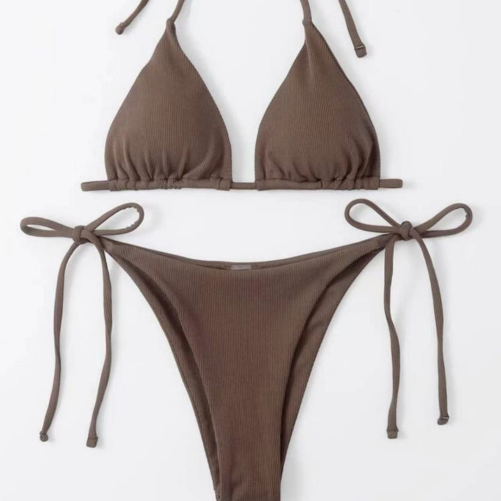 Striped bikini set for women with tie front Lune London