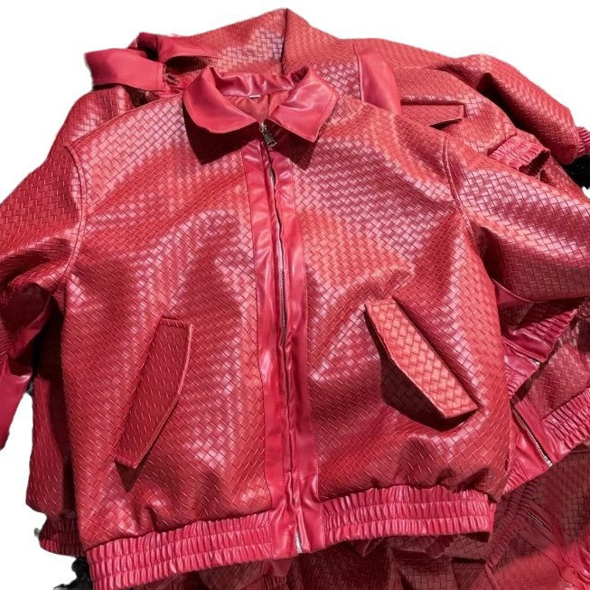 Faux leather bomber jacket for women with structured design and elastic waist Lune London
