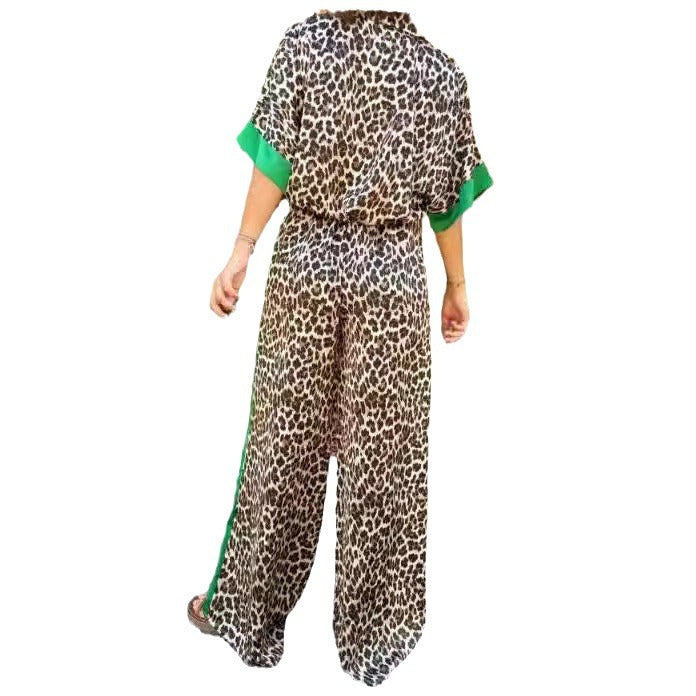 Ladies elegant leopard print jumpsuit with wide legs and relaxed fit Lune London