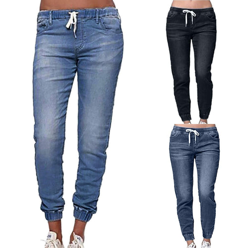 Women's Sporty Denim Jogging Pants Lune London