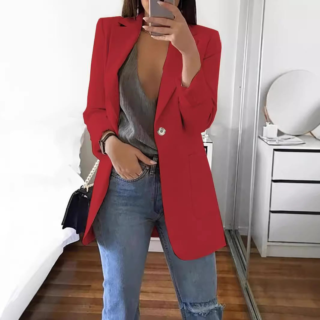 Elegant women's jacket with a deep V neckline and practical pockets Lune London