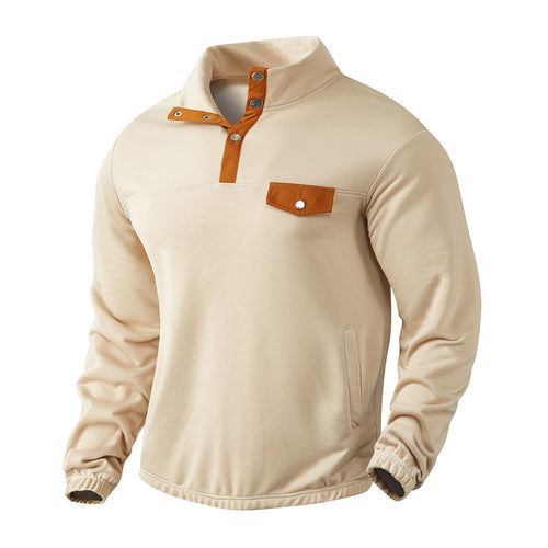 Men's stylish sweater with button placket and pockets Chic and style