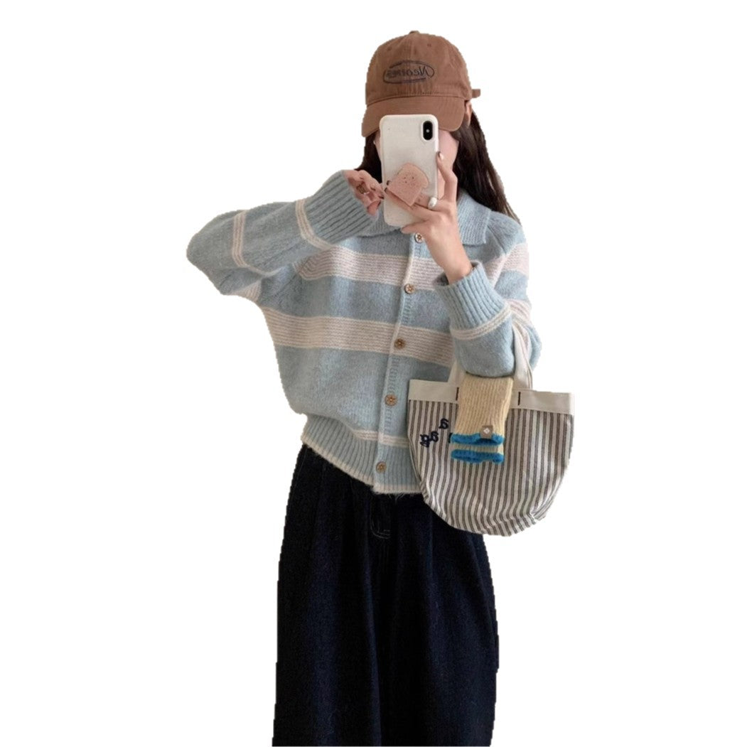 Women's vest with distinctive collar and modern block stripes Lune London
