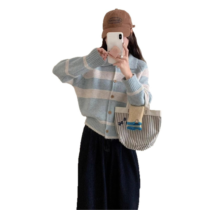 Women's vest with distinctive collar and modern block stripes Lune London