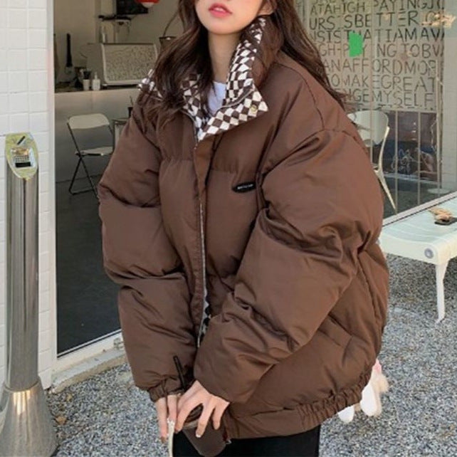 Veste d'hiver surdimensionnée à la mode pour femmes avec col à carreaux Chic & Stil