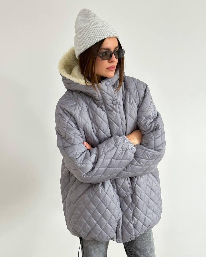 Ladies quilted parka with a high collar and soft lining Lune London