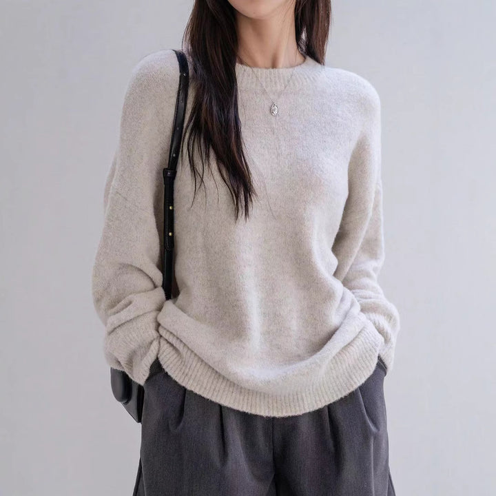 Ladies Casual Knitted Sweater with High Collar and Voluminous Sleeves Lune London
