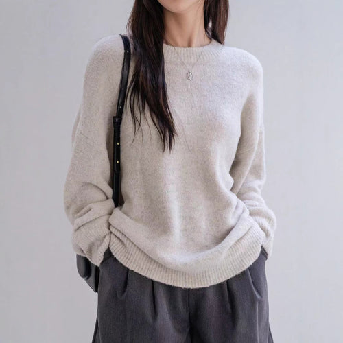Ladies Casual Knitted Sweater with High Collar and Voluminous Sleeves Lune London