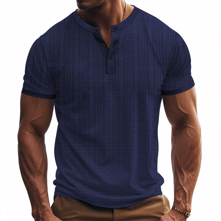 Men's Short Sleeve Henley T-Shirt with Modern Structured Design Lune London
