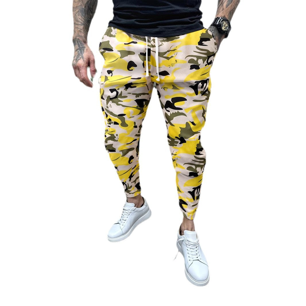 Camouflage jogging pants for men with elastic waistband and side pockets Lune London