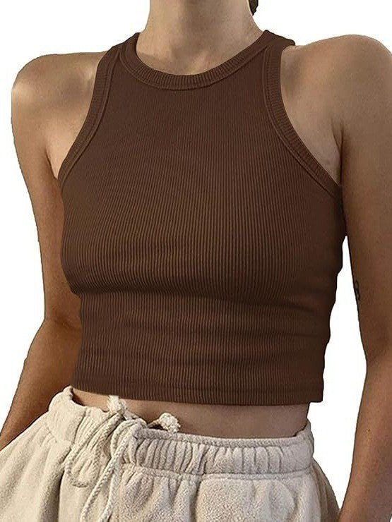 Women's sporty crop top with elastic rib design Lune London
