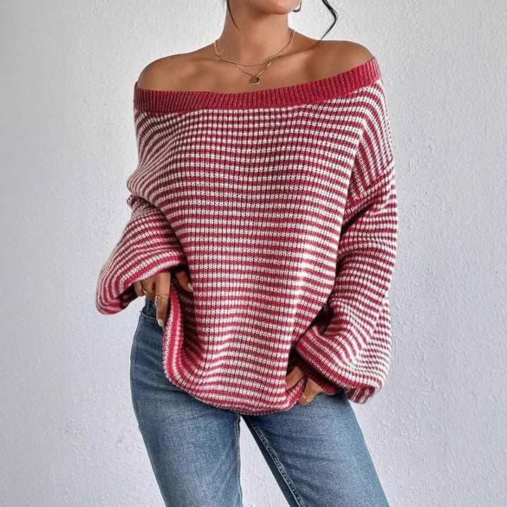 Pull en tricot épais pour femmes avec un col rond décontracté et des poignets de manches généreux Chic & Stil