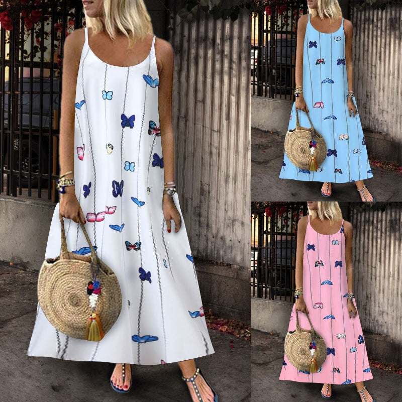 Robe maxi pour femmes avec motif de papillon créatif et silhouette aérienne Chic & Stil